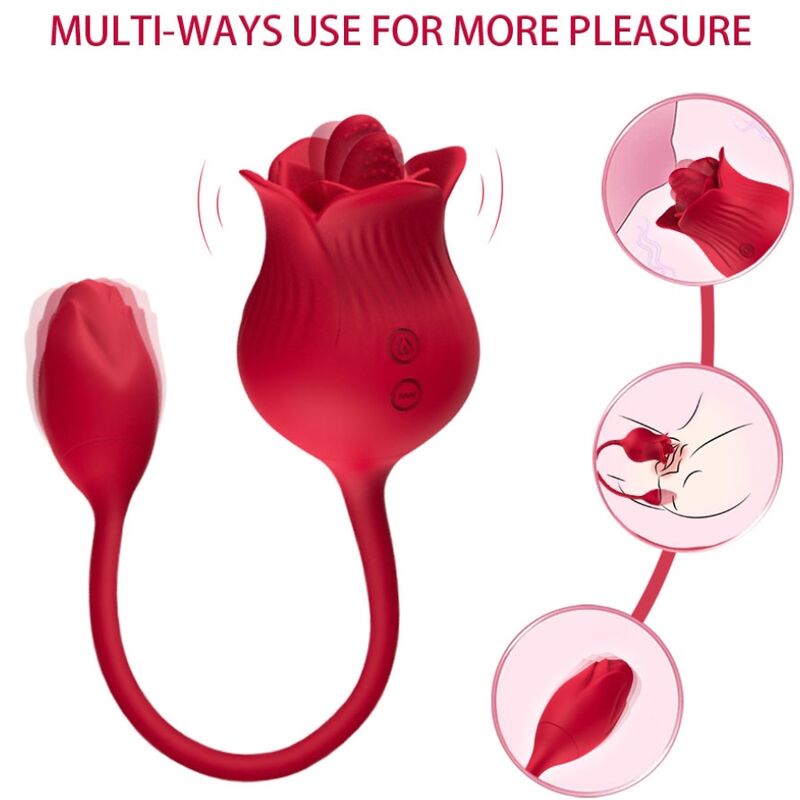 ARMONY - ROSA VIBRADOR ESTIMULADOR CLÍTORIS CON COLA 10 MODOS ROJO - Imagen 2