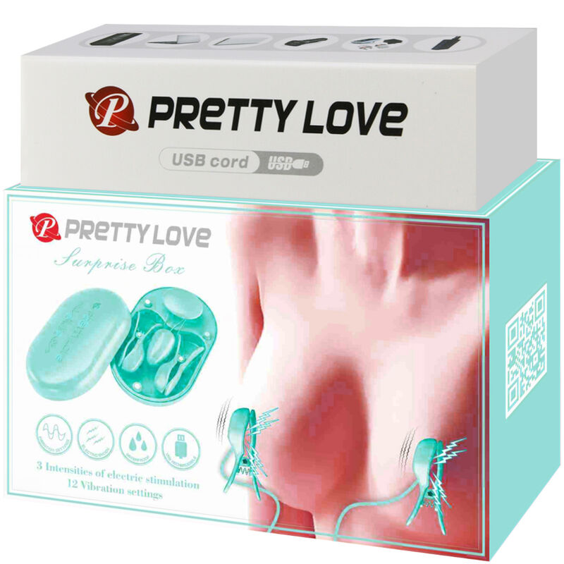 PRETTY LOVE - SURPRISE BOX PINZAS ELECTRO ESTIMULACIÓN AZUL - Imagen 3