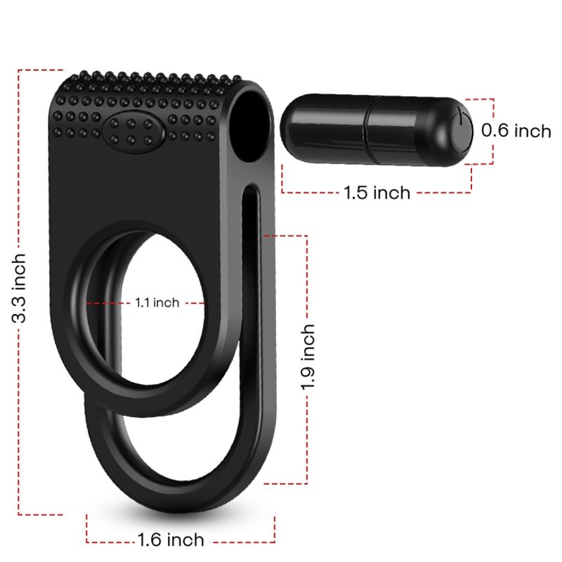 ARMONY - TWINS ANILLO DOBLE VIBRADOR PAREJAS NEGRO - Imagen 2