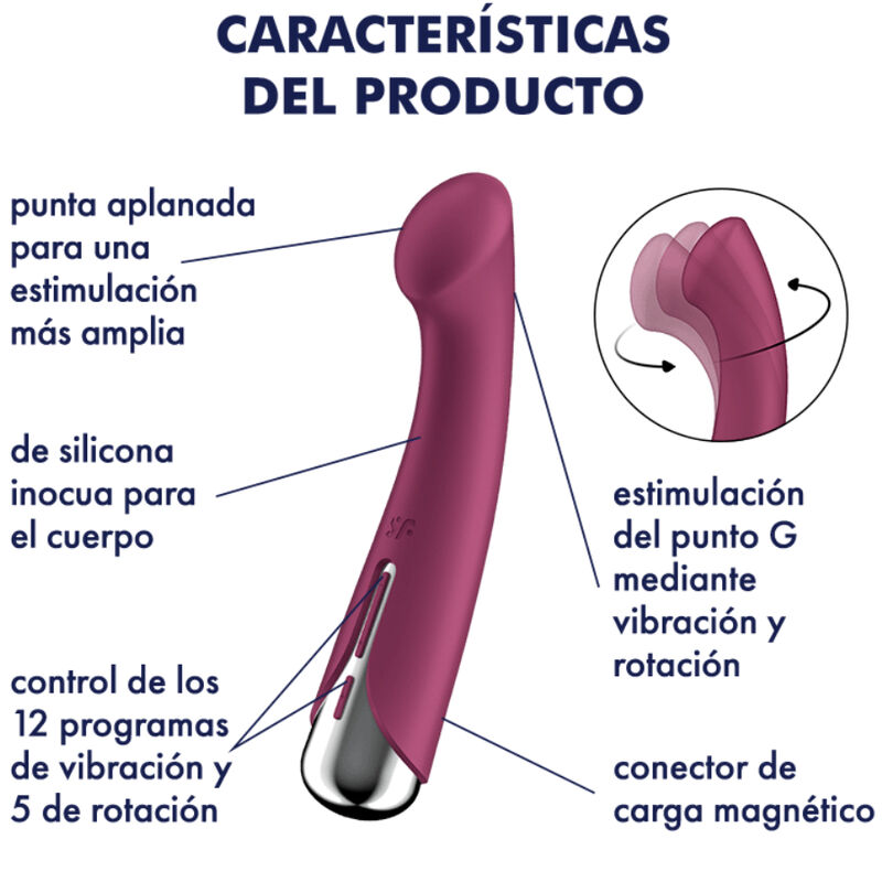 SATISFYER - SPINNING G-SPORT 1 VIBRADOR ROTADOR ROJO - Imagen 4