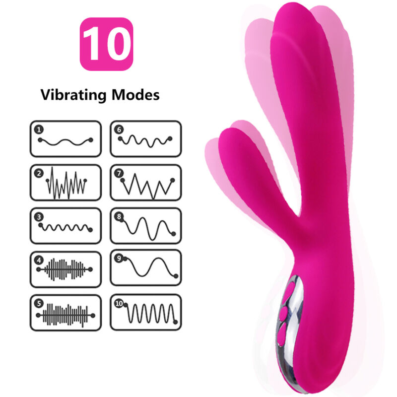 ARMONY - VIBRADOR & ESTIMULADOR FLEXIBLE EFECTO CALOR FUCSIA - Imagen 2