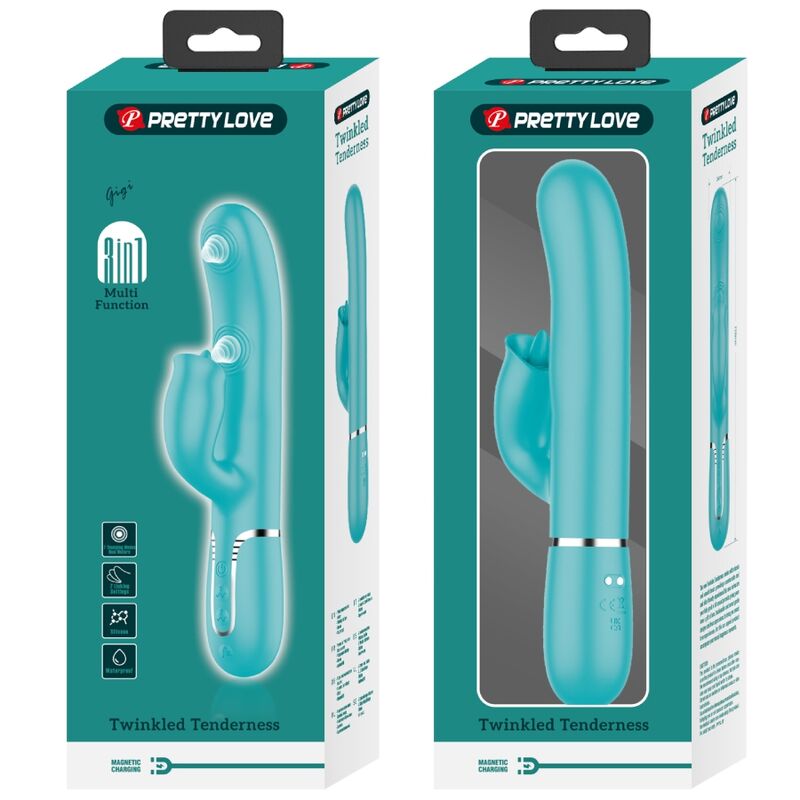 PRETTY LOVE - VIBRADOR RABBIT CON LICKING VERDE AGUA - Imagen 4