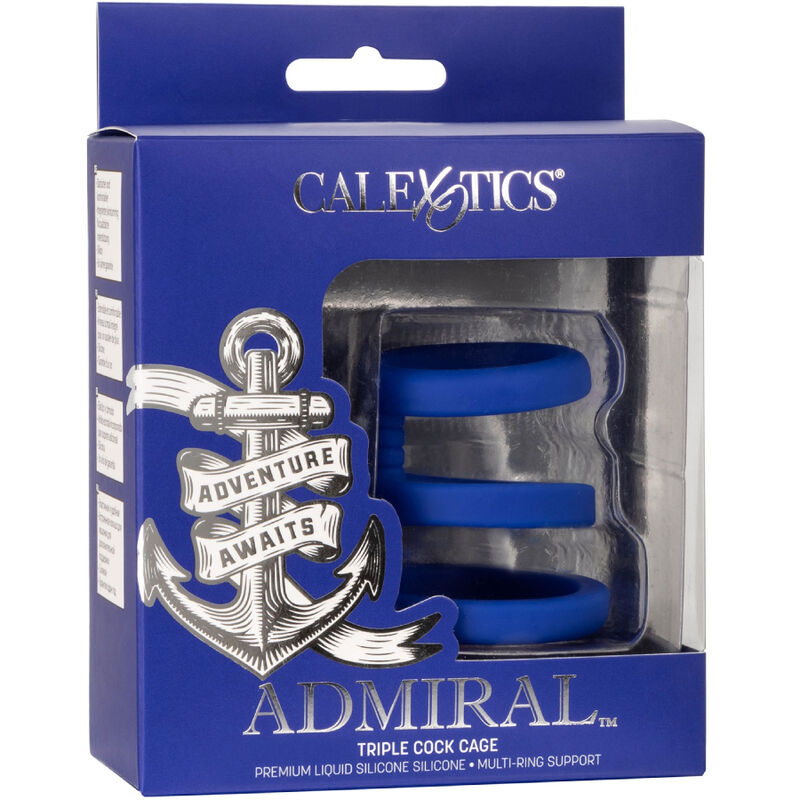 CALEXOTICS - ADMIRAL JAULA TRIPLE PARA PENE AZUL - Imagen 2