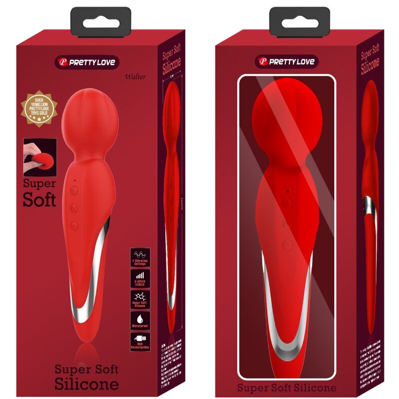PRETTY LOVE - WALTER VIBRADOR WAND ROJO - Imagen 4