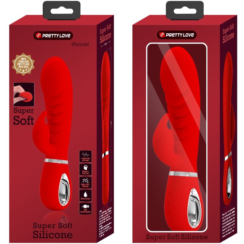 PRETTY LOVE - PRESCOTT VIBRADOR PUNTO G MULTIFUNCIÓN ROJO - Imagen 5