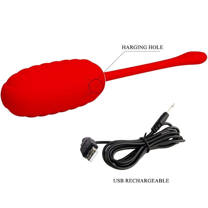 PRETTY LOVE - KIRK HUEVO VIBRADOR RECARGABLE ROJO - Imagen 9