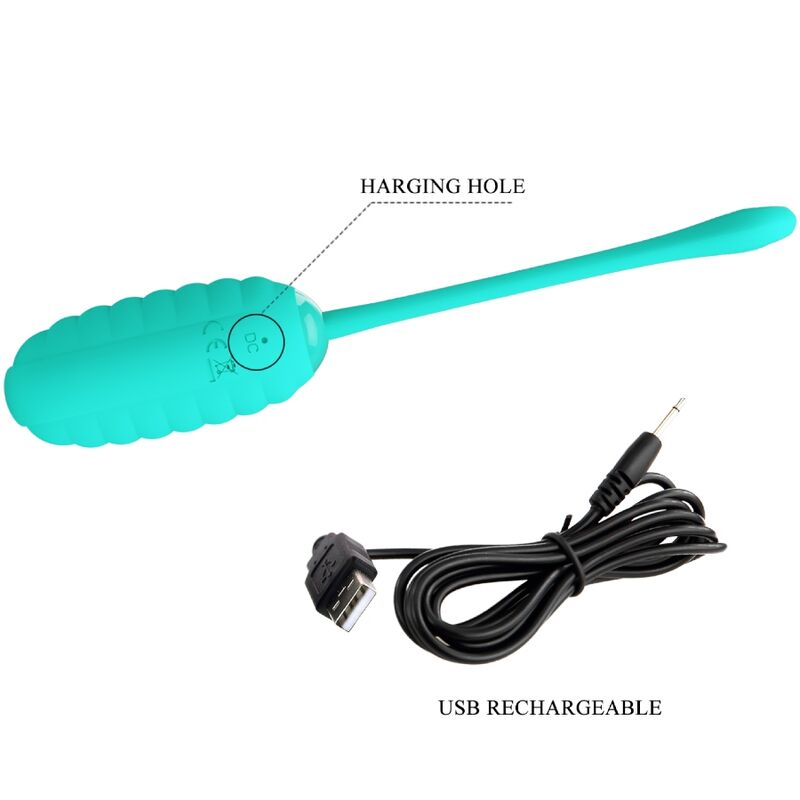 PRETTY LOVE - KIRK HUEVO VIBRADOR RECARGABLE VERDE AGUA - Imagen 9