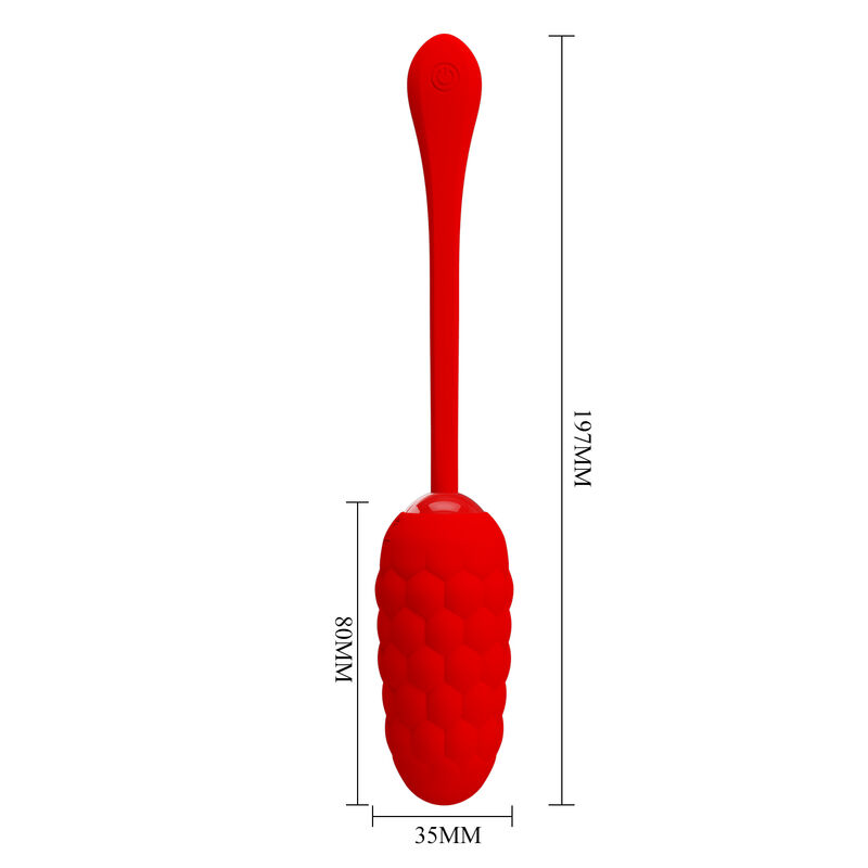 PRETTY LOVE - HUEVO VIBRADOR CON TEXTURA MARINA RECARGABLE ROJO - Imagen 4
