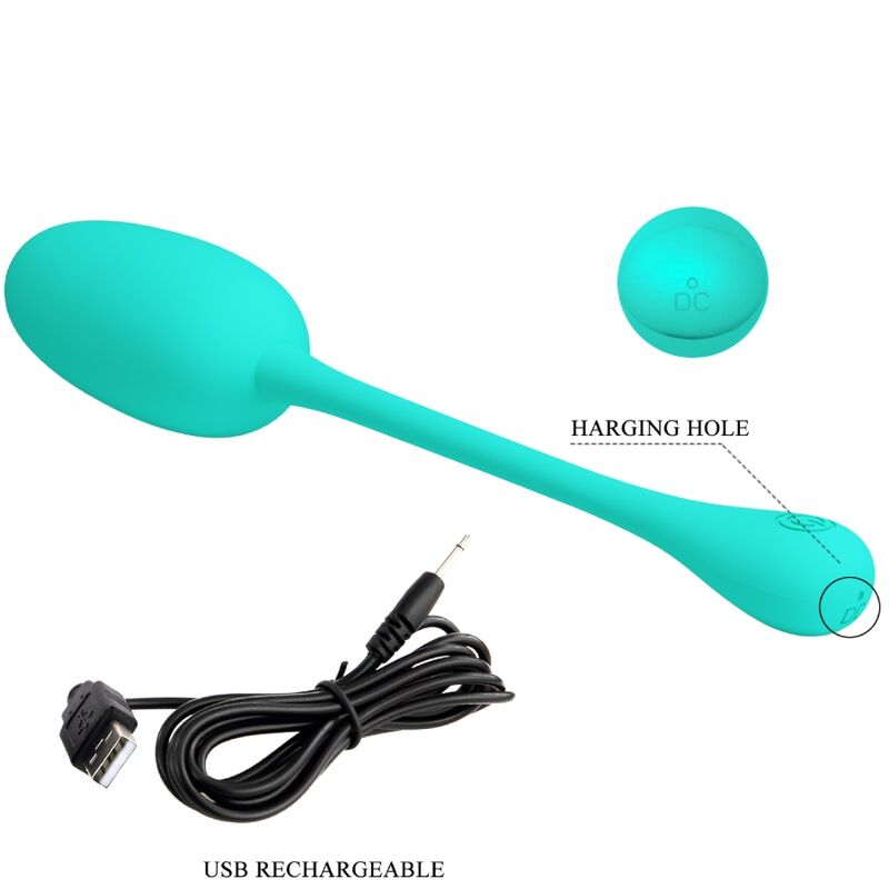 PRETTY LOVE - KNUCKER HUEVO VIBRADOR RECARGABLE VERDE AGUA - Imagen 6