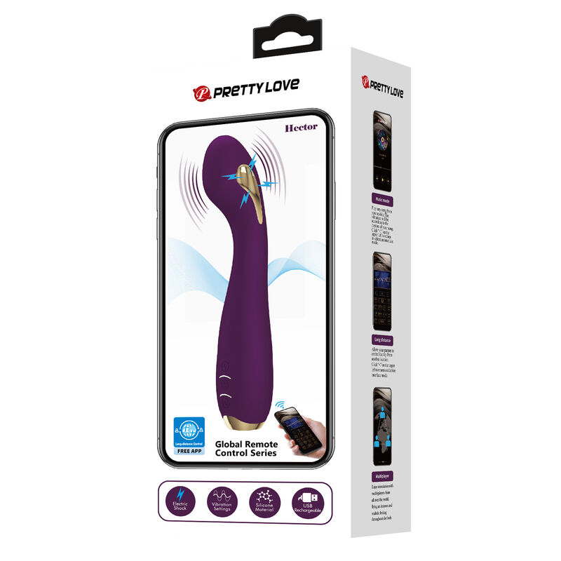 PRETTY LOVE - HECTOR VIBRADOR ELECTROSHOCK POR CONTROL POR APP LILA - Imagen 7