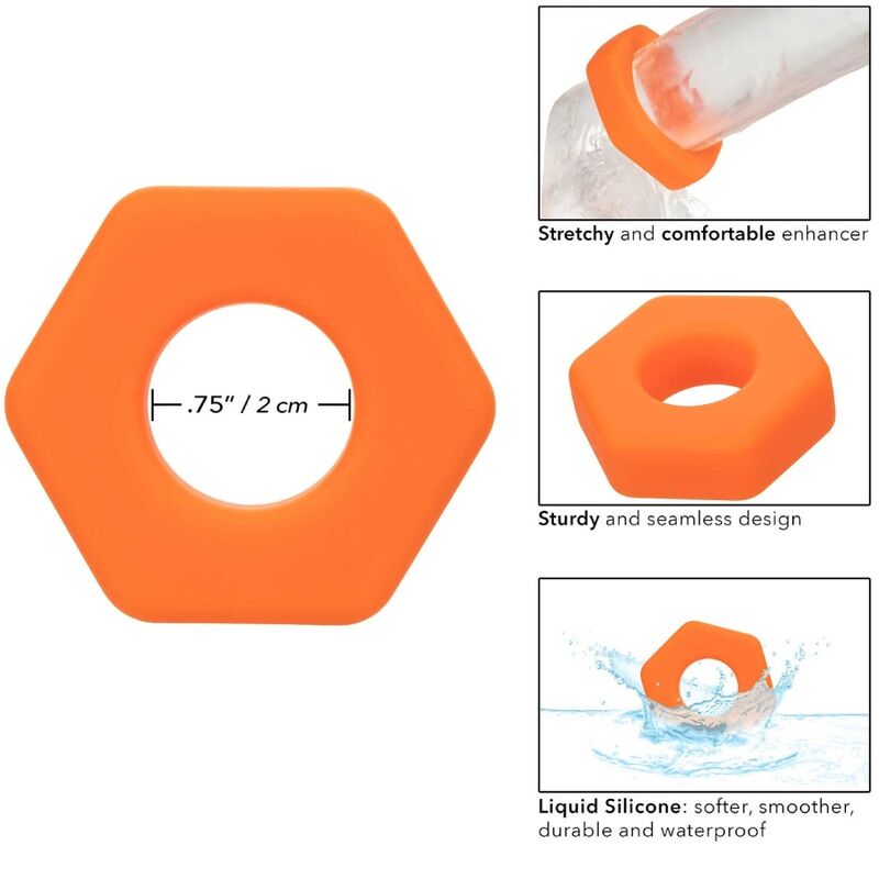 CALEXOTICS - ALPHA ANILLO PROLONG SEXGONO NARANJA - Imagen 7