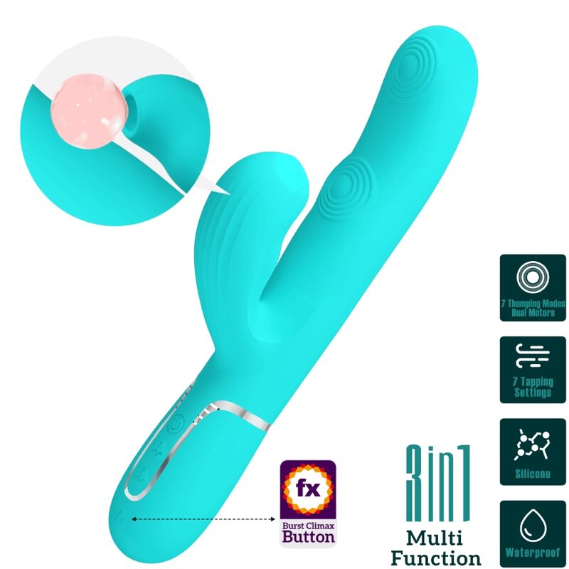 PRETTY LOVE - PERLITA VIBRADOR PUNTO G 3 EN 1 MULTIFUNCIÓN VERDE AGUA - Imagen 6