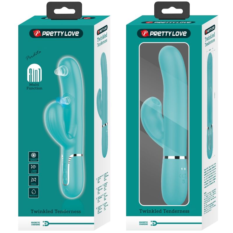 PRETTY LOVE - PERLITA VIBRADOR PUNTO G 3 EN 1 MULTIFUNCIÓN VERDE AGUA - Imagen 4
