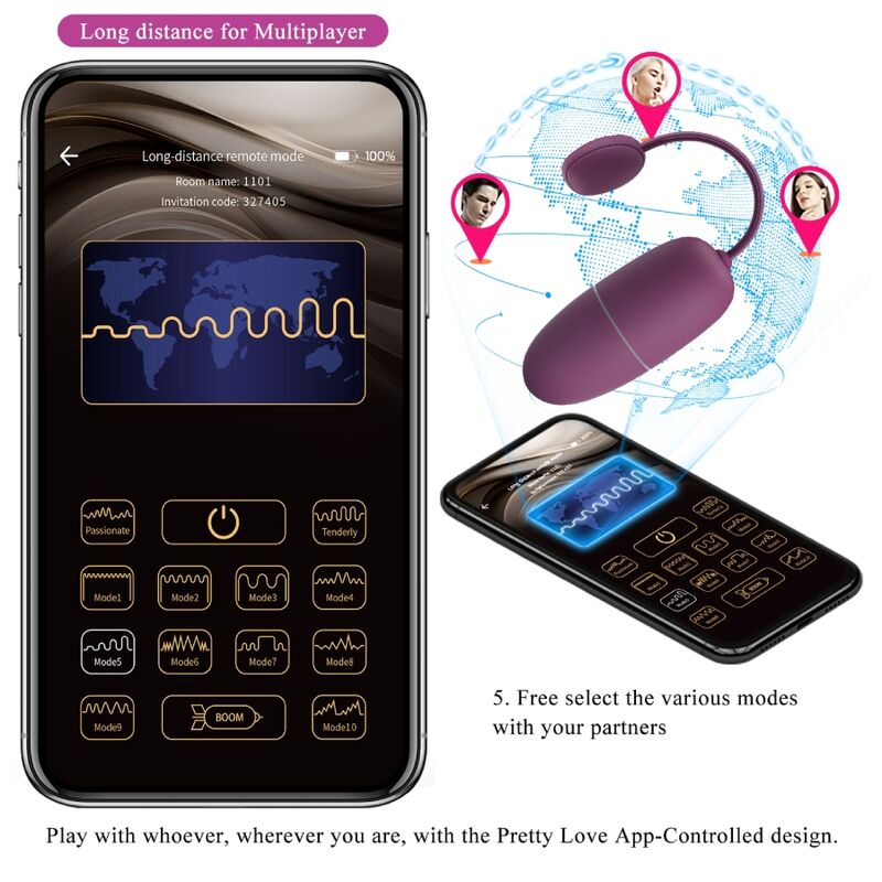PRETTY LOVE - NYMPH HUEVO VIBRADOR CONTROLADO POR APP LILA - Imagen 15