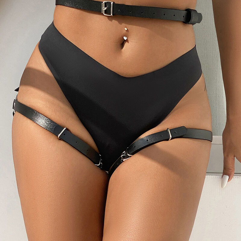 SUBBLIME - ARNÉS CINTURA Y PIERNAS CUERO NEGRO TALLA ÚNICA - Imagen 6