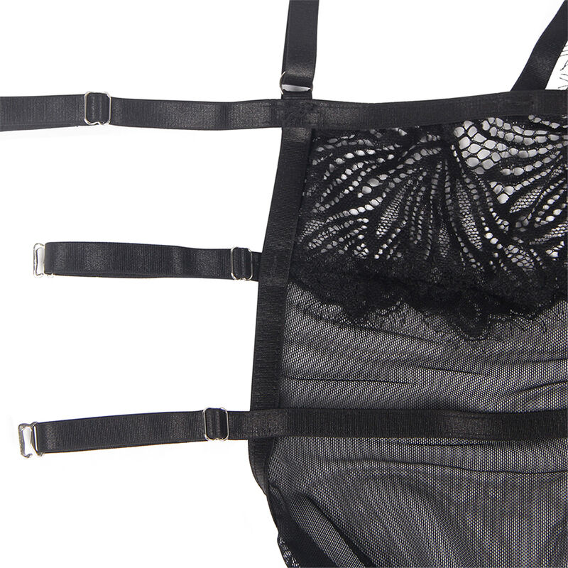 SUBBLIME - BABYDOLL CON TIRANTES AJUSTABLES DE ENCAJE NEGRO S/M - Imagen 10
