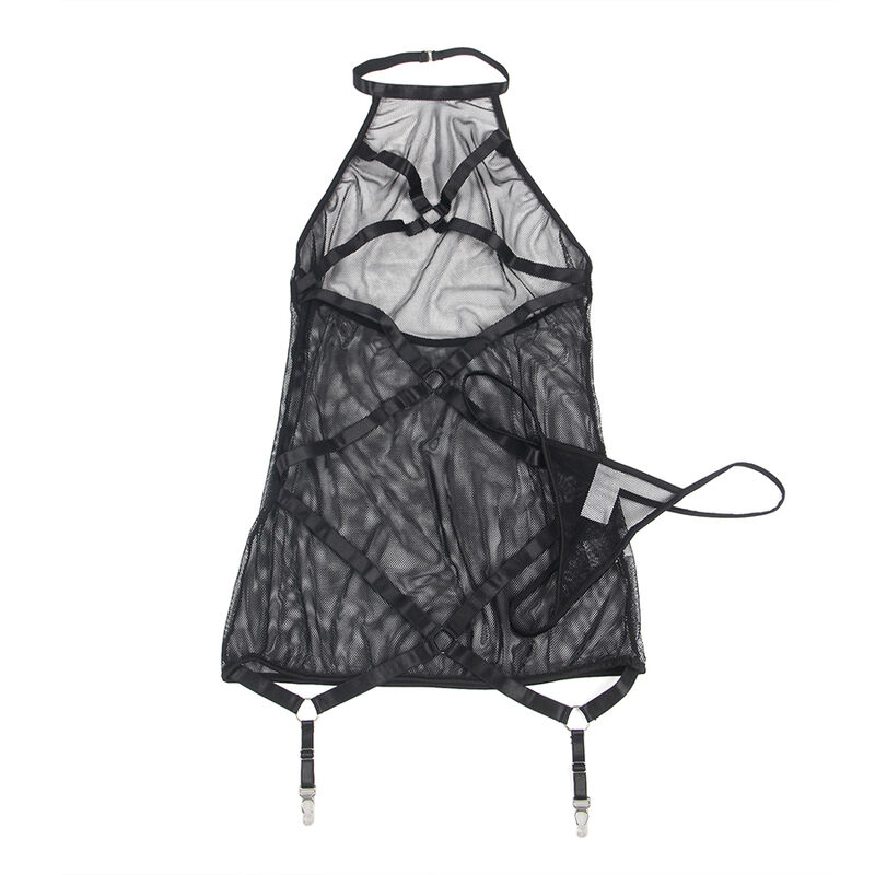 SUBBLIME - VESTIDO TRANSPARENTE CUELLO HALTER NEGRO S/M - Imagen 7