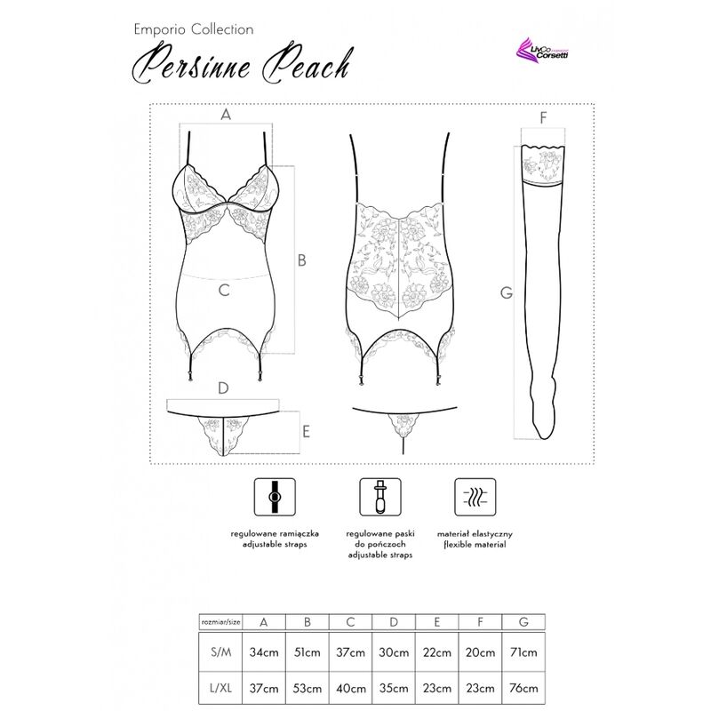 LIVCO CORSETTI FASHION - PERSINNE PEACH SET CORSET + PANTY + MEDIAS - Imagen 4