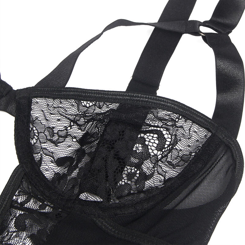 SUBBLIME - TEDDY CON LIGA DETALLE ENCAJES Y TIRAS NEGRO S/M - Imagen 12