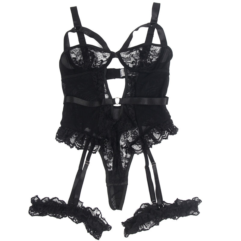 SUBBLIME - TEDDY CON LIGA DETALLE ENCAJES Y TIRAS NEGRO S/M - Imagen 8