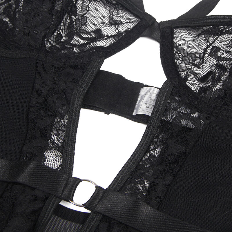 SUBBLIME - TEDDY CON LIGA DETALLE ENCAJES Y TIRAS NEGRO S/M - Imagen 4