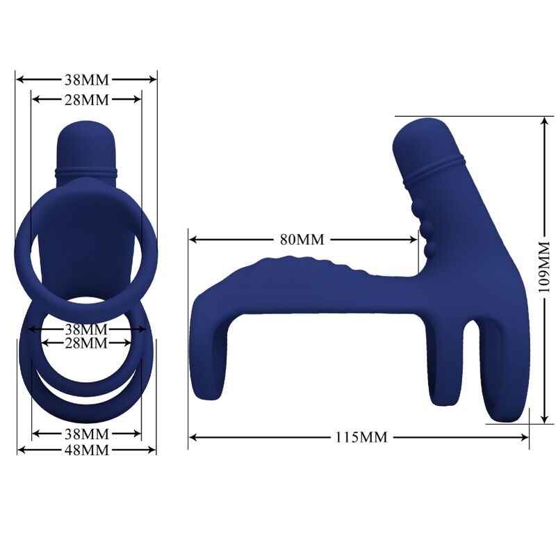 PRETTY LOVE - ELISH ANILLO VIBRADOR CON EXTENSIÓN AZUL - Imagen 6