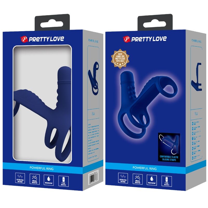 PRETTY LOVE - ELISH ANILLO VIBRADOR CON EXTENSIÓN AZUL - Imagen 2