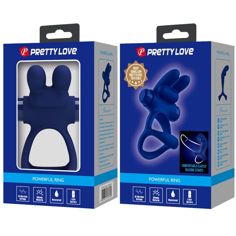 PRETTY LOVE - FRANCISCO DOBLE ANILLO VIBRADOR RABBIT AZUL - Imagen 4