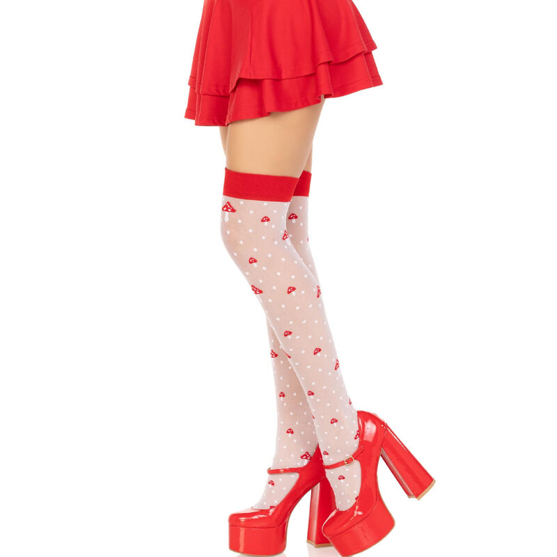 LEG AVENUE - CALCETINES ALTOS CHAMPIÑONES ROJO/BLANCO - Imagen 2