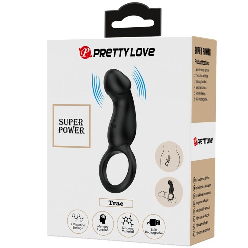 PRETTY LOVE - TRAE ANILLO VIBRADOR CON ESTIMULADOR NEGRO - Imagen 6