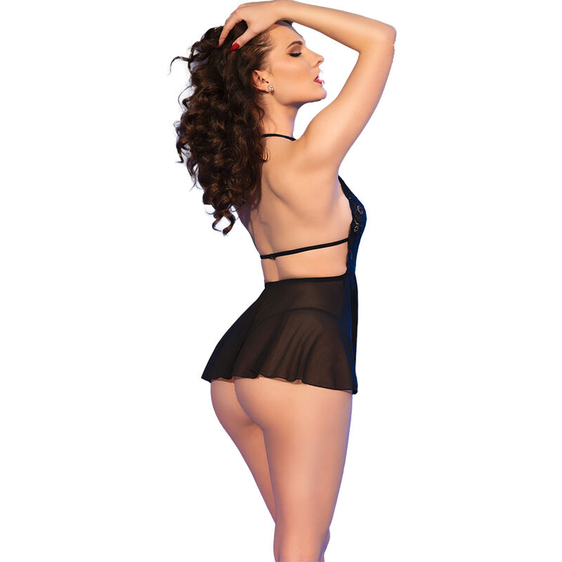 CHILIROSE - CR 4720 BABYDOLL & TANGA NEGRO S - Imagen 3