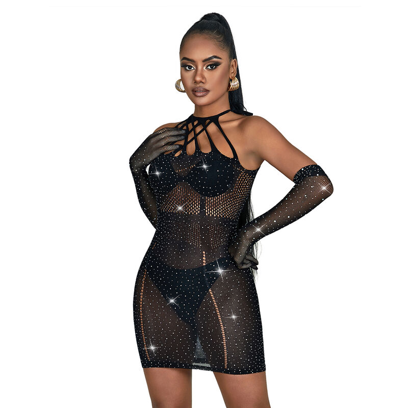 SUBBLIME - 952235 VESTIDO DE REJILLA CON BRILLANTES NEGRO TALLA ÚNICA - Imagen 4