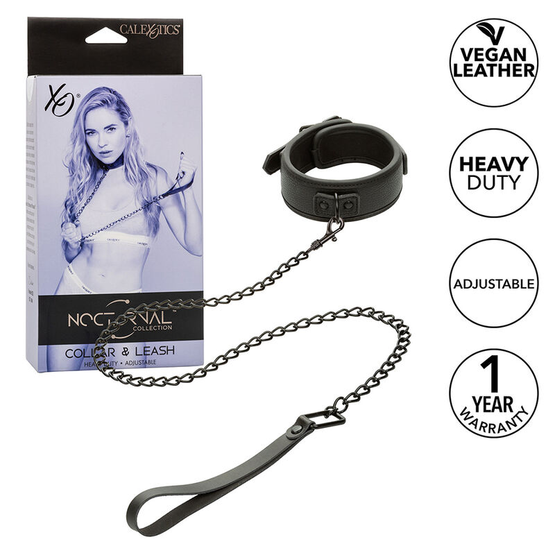CALEXOTICS - NOCTURNAL COLLAR Y CORREA CUERO AJUSTABLE NEGRO - Imagen 7