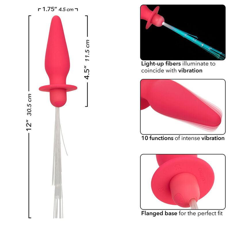 CALEXOTICS - SOUTHERN LIGHTS LIGHT UP PLUG ANAL CON LUCES 10 VIBRACIONES SILICONA ROSA - Imagen 5