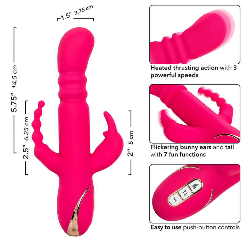 CALEXOTICS - JACK FANTASY TRIPLE VIBRADOR CALENTABLE RABBIT ROSA - Imagen 8