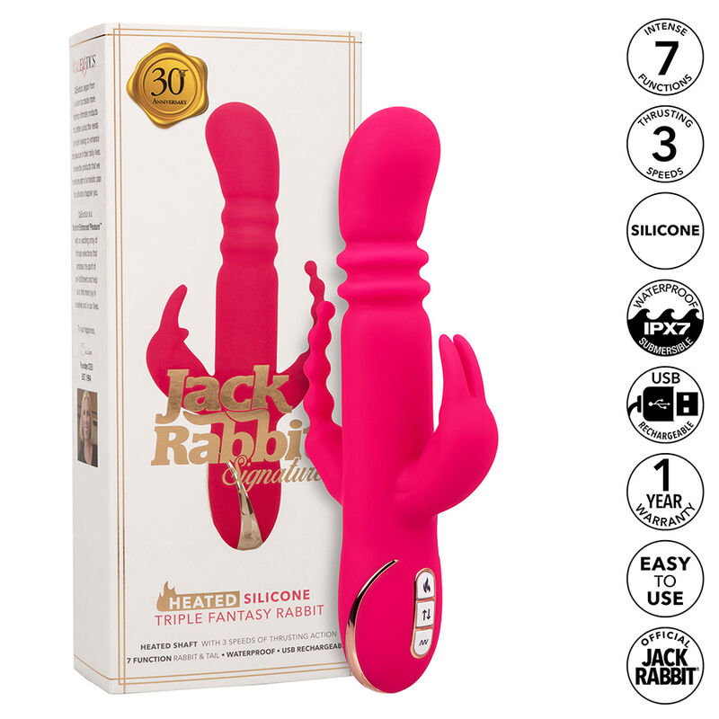 CALEXOTICS - JACK FANTASY TRIPLE VIBRADOR CALENTABLE RABBIT ROSA - Imagen 10