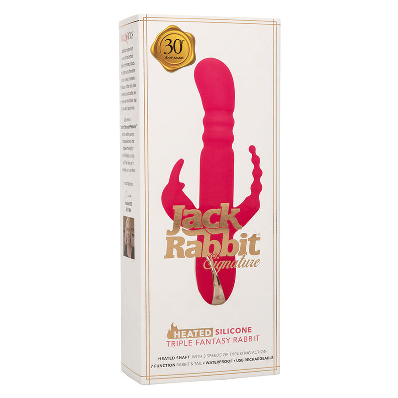 CALEXOTICS - JACK FANTASY TRIPLE VIBRADOR CALENTABLE RABBIT ROSA - Imagen 5