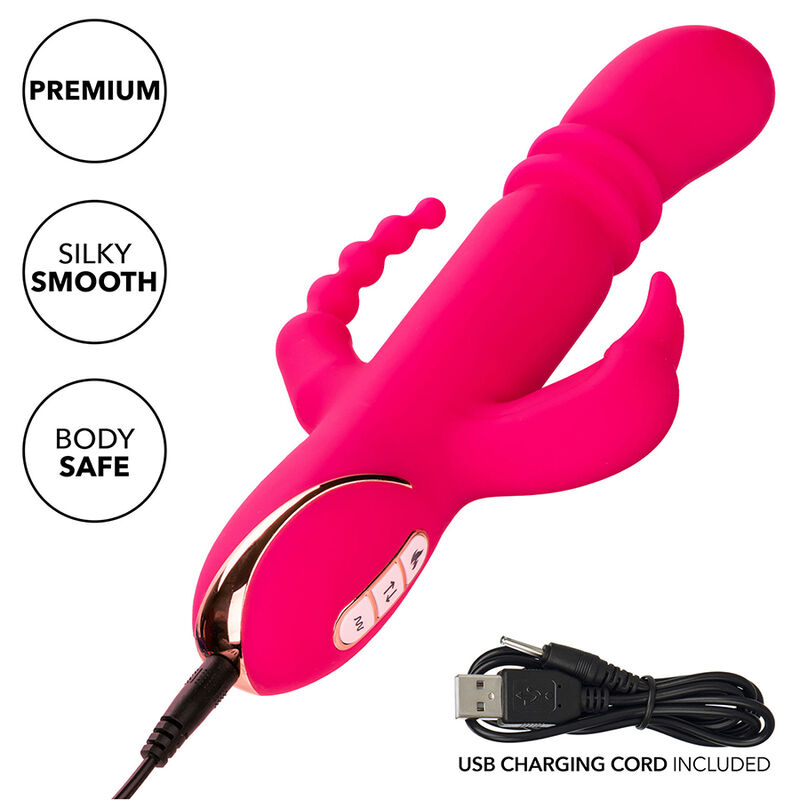 CALEXOTICS - JACK FANTASY TRIPLE VIBRADOR CALENTABLE RABBIT ROSA - Imagen 4