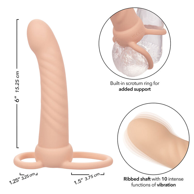 CALEXOTICS - MAXX DOBLE PENETRADOR ACANALADO 10 VIBRACIONES NATURAL - Imagen 4