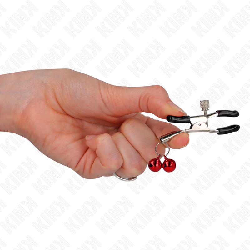 KINK - PINZAS PARA PEZONES CON DOBLE CAMPANILLA ROJO 6 CM - Imagen 2