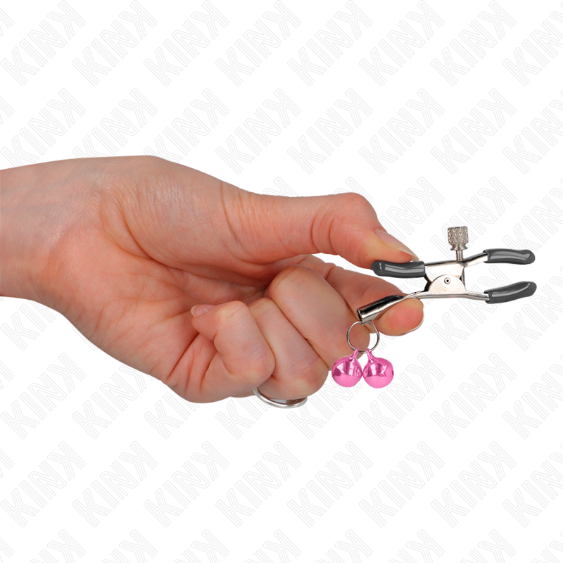 KINK - PINZAS PARA PEZONES CON DOBLE CAMPANILLA ROSA 6 CM - Imagen 2