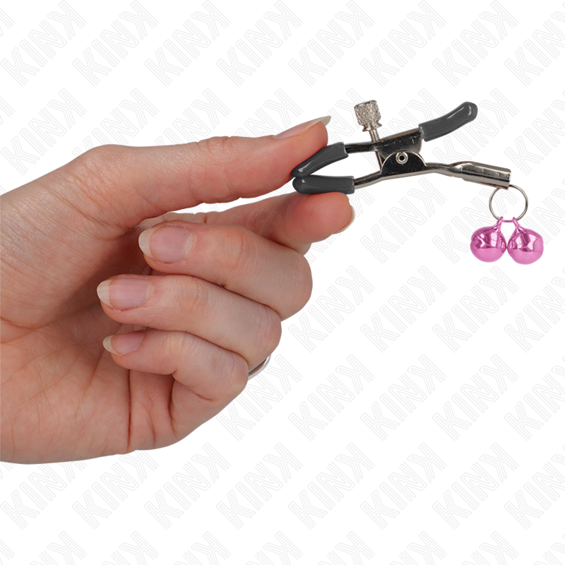 KINK - PINZAS PARA PEZONES CON DOBLE CAMPANILLA ROSA 6 CM - Imagen 4