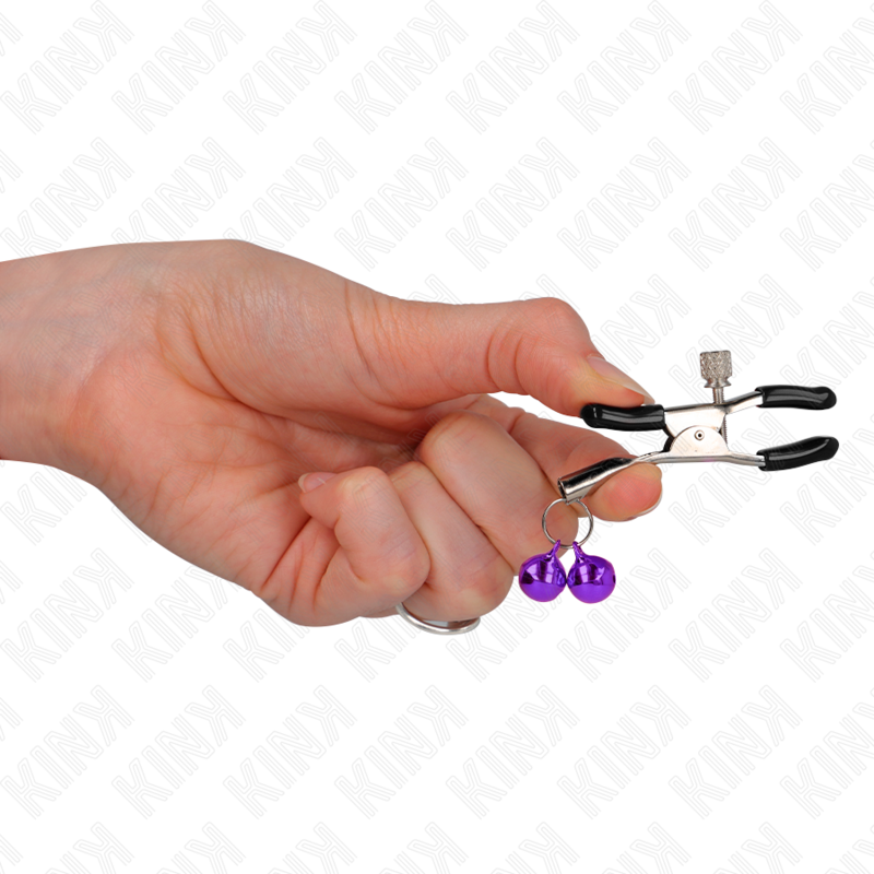 KINK - PINZAS PARA PEZONES CON DOBLE CAMPANILLA VIOLETA 6 CM - Imagen 2