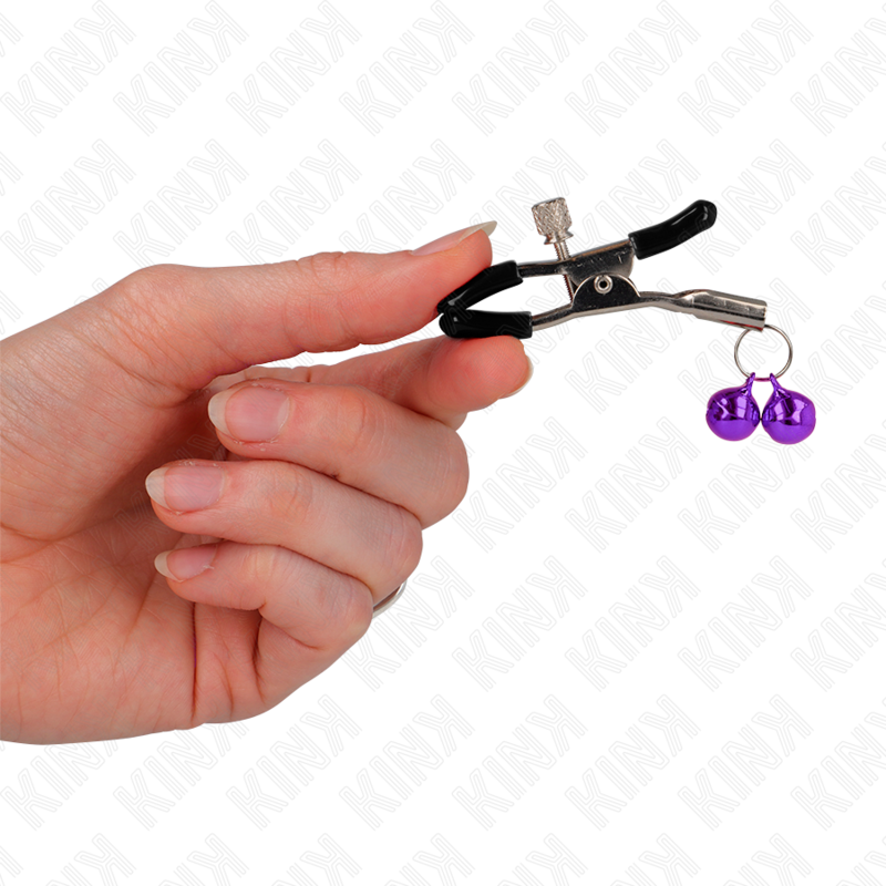 KINK - PINZAS PARA PEZONES CON DOBLE CAMPANILLA VIOLETA 6 CM - Imagen 4