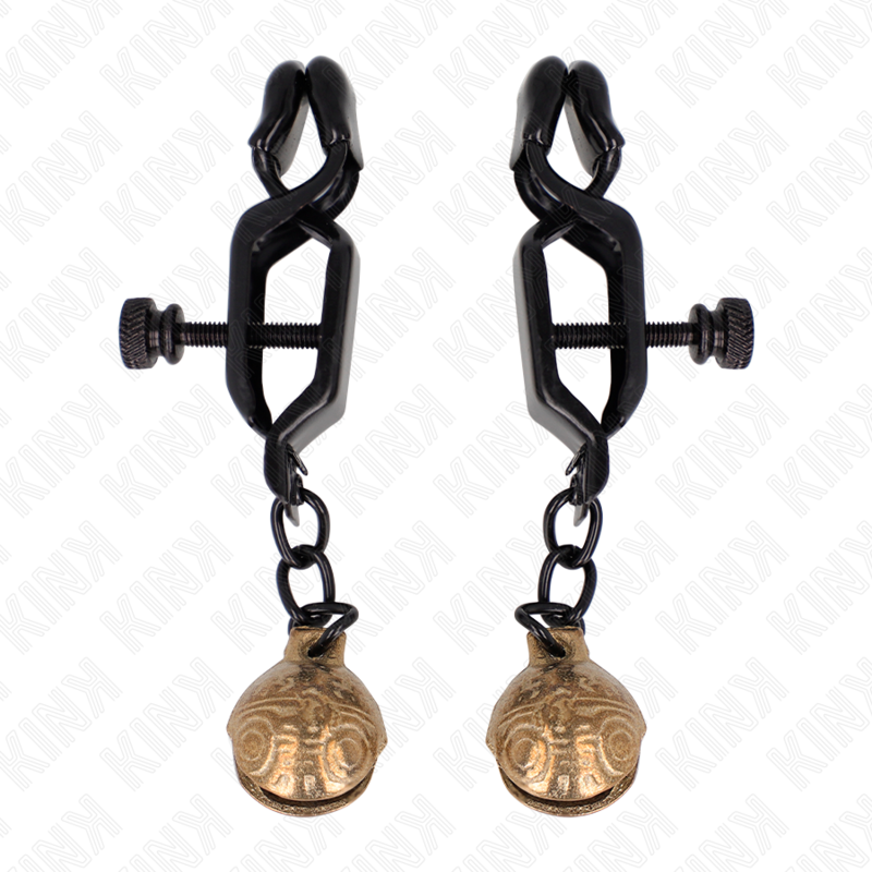 KINK - PINZAS PARA PEZONES PLANAS NEGRO CON CASCABEL 7 CM - Imagen 4
