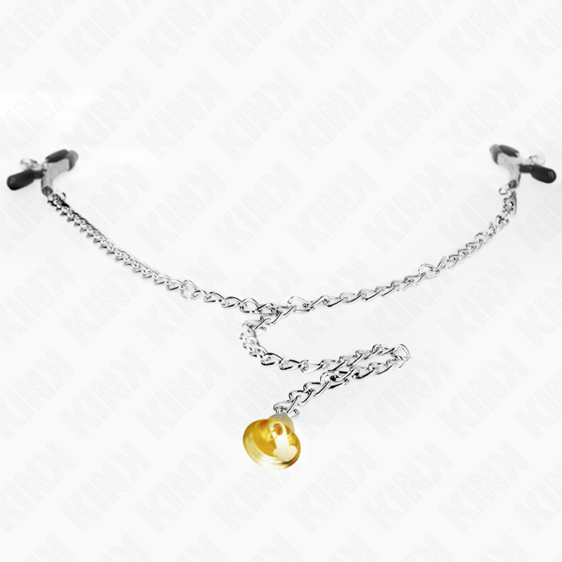 KINK - PINZAS PARA PEZONES CON CAMPANA CASCABEL DORADO Y CADENA 30 CM - Imagen 2
