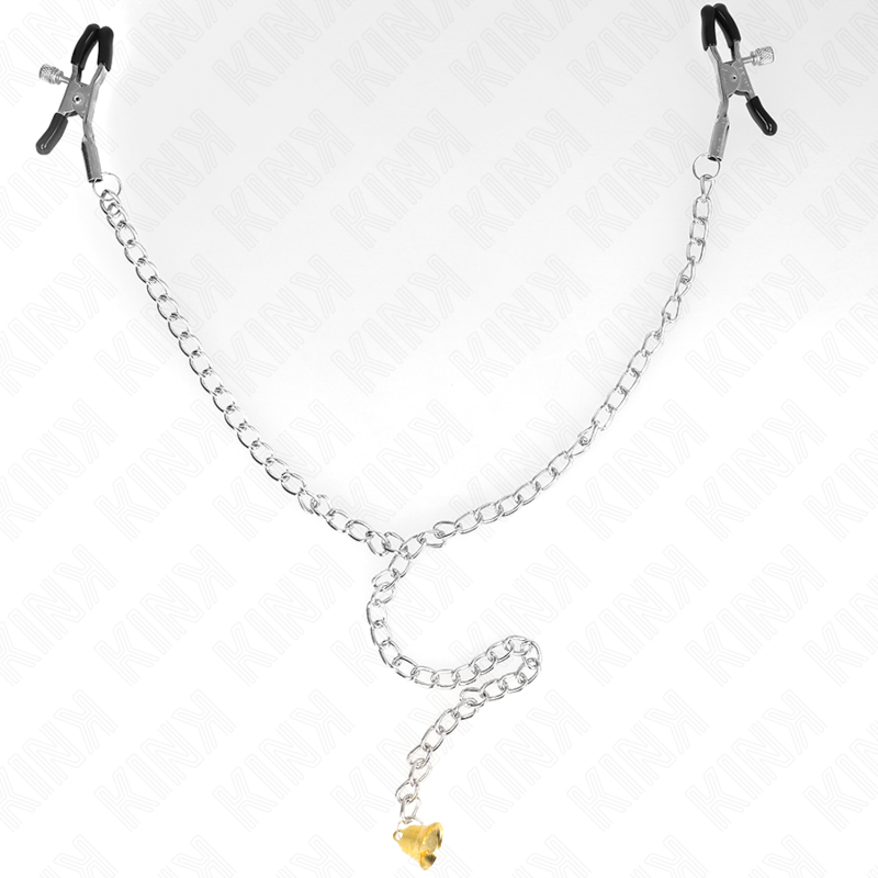 KINK - PINZAS PARA PEZONES CON CAMPANA CASCABEL DORADO Y CADENA 30 CM - Imagen 3
