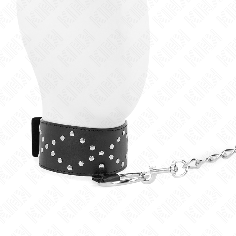 KINK - COLLAR CON CORREA 65 CM CON TACHUELAS PLATEADAS MODELO 3 AJUSTABLE 36-43 CM X 5 CM - Imagen 5