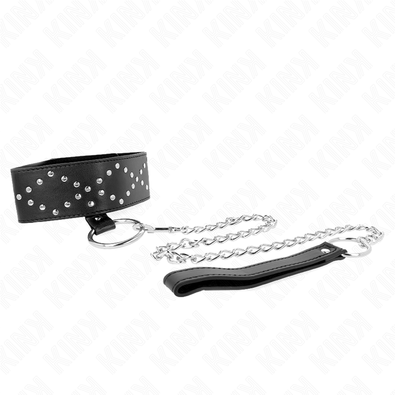 KINK - COLLAR CON CORREA 65 CM CON TACHUELAS PLATEADAS MODELO 3 AJUSTABLE 36-43 CM X 5 CM - Imagen 6