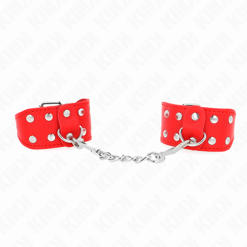 KINK - MUÑEQUERAS CON DOBLE LÍNEA DE TACHUELAS AJUSTABLE ROJO - Imagen 2